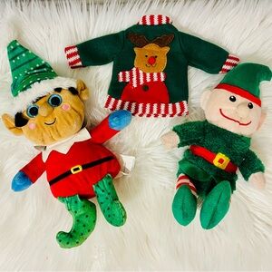 Festive Elf Plush Toy Set with Sweater bundle